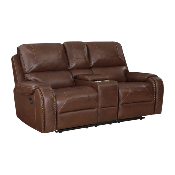 Newnan Double Glider Reclining Love Seat with Center Console, Receptacles and USB Ports