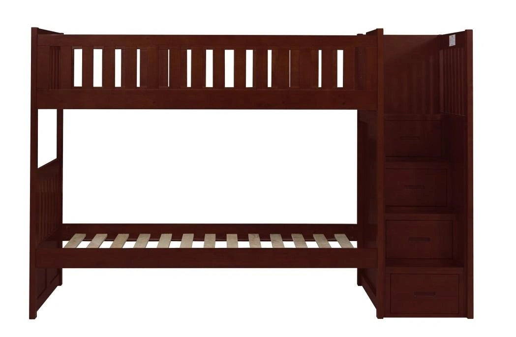 Rowe Bunk Bed w/ Reversible Step Storage in Dark Cherry B2013SBDC-1*