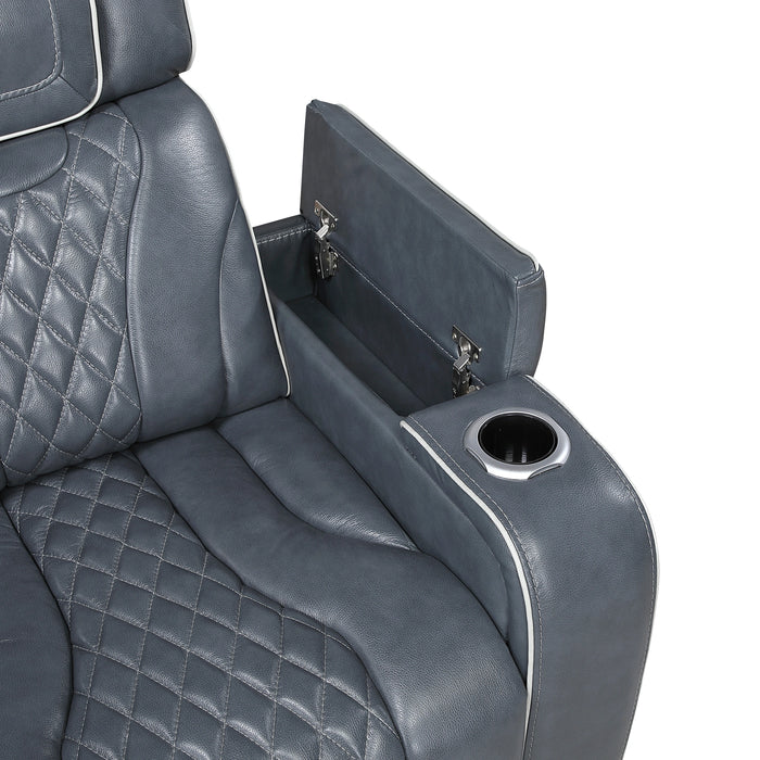 Apex Power Double Reclining Sofa With Center Drop-Down Cup Holders