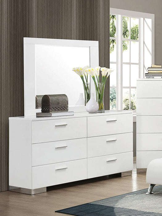 Felicity 6-drawer Dresser Glossy White