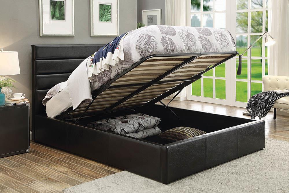 Riverbend Eastern King Upholstered Storage Bed Black