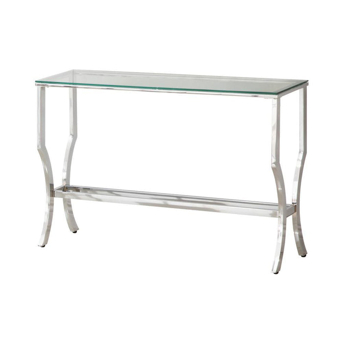 Saide Rectangular Sofa Table with Mirrored Shelf Chrome