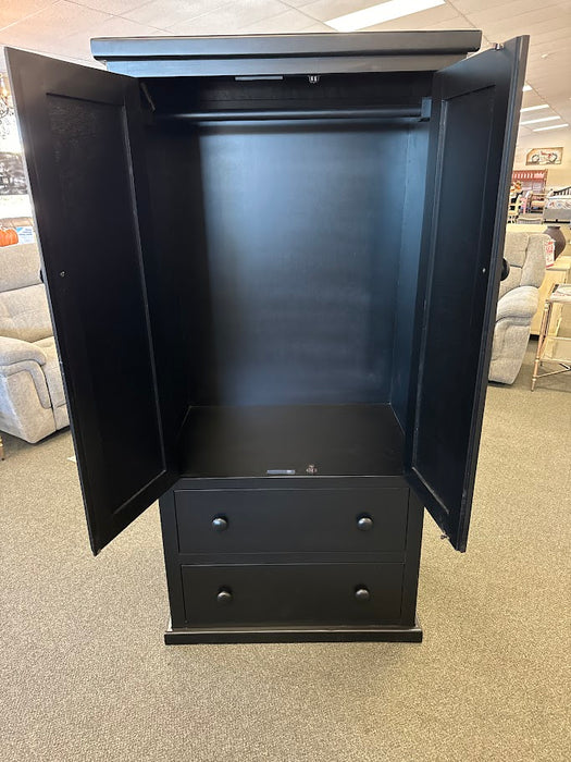 BLACK ARMOIRE WITH 2 DRAWERS