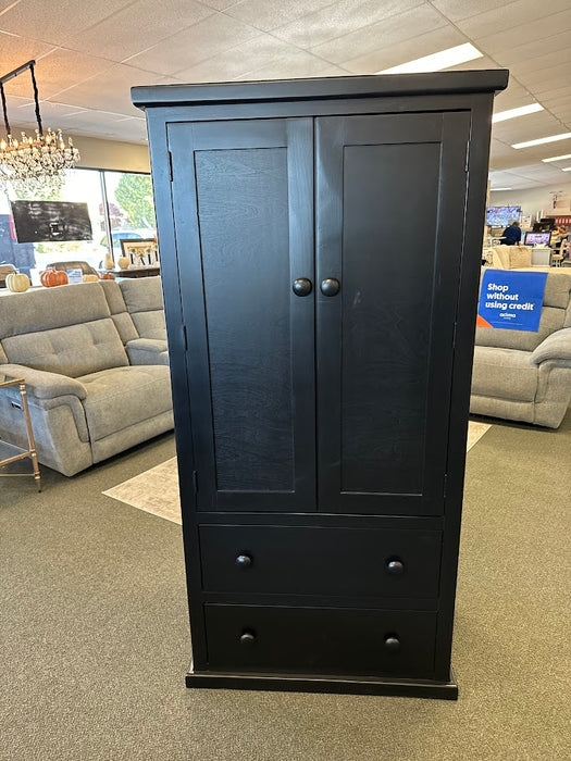 BLACK ARMOIRE WITH 2 DRAWERS