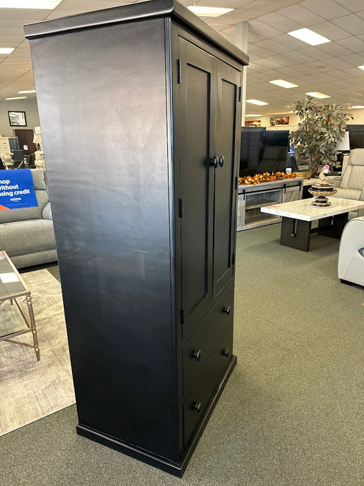 BLACK ARMOIRE WITH 2 DRAWERS