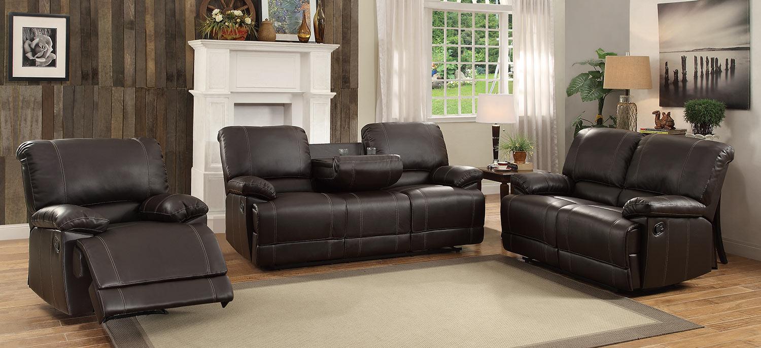 Homelegance Furniture Cassville Double Reclining Loveseat in Dark Brown 8403-2