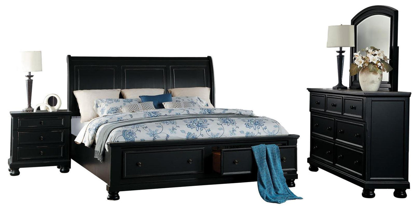 Homelegance Laurelin Queen Sleigh Platform Storage Bed in Black 1714BK-1