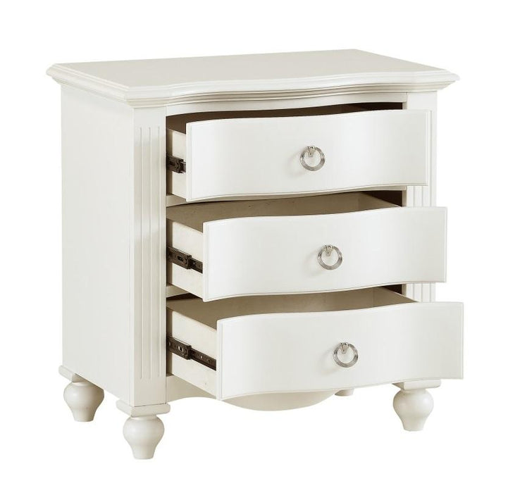 Homelegance Meghan 3 Drawer Nightstand in White 2058WH-4