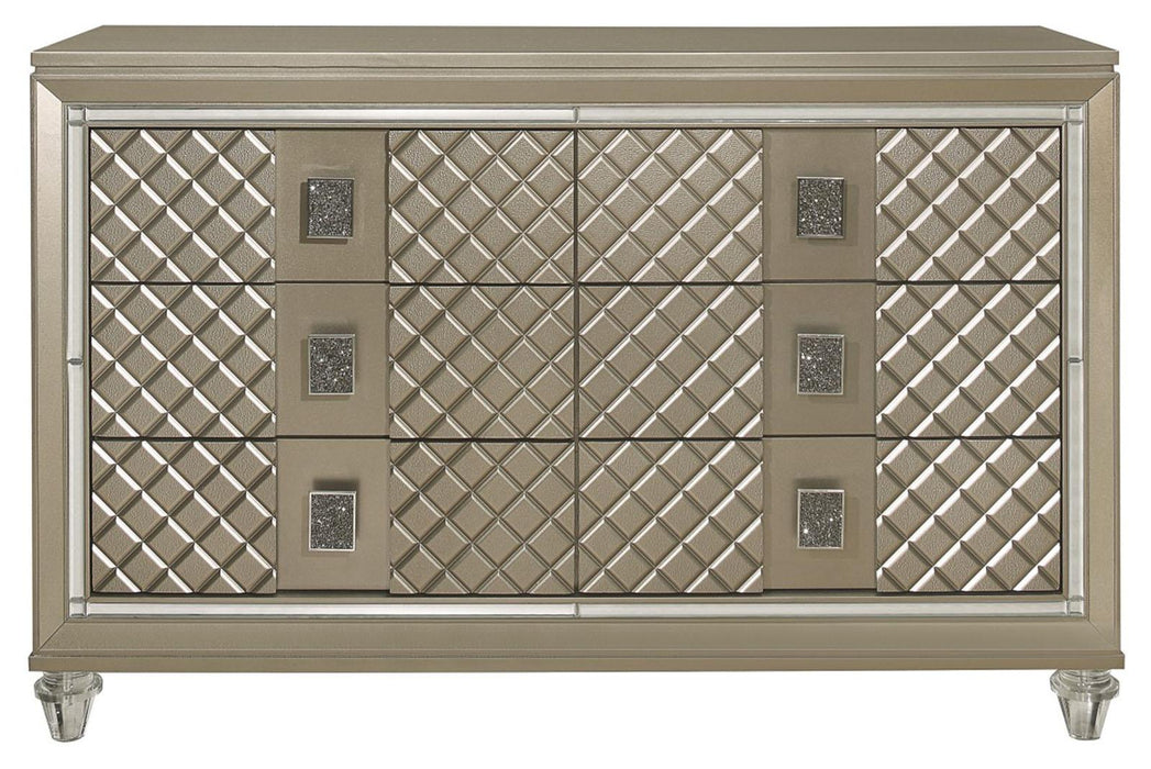 Homelegance Furniture Youth Loudon 6 Drawer Dresser in Champagne Metallic B1515-5