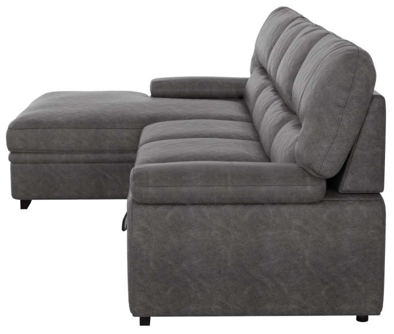 Homelegance Furniture Michigan Sectional with Pull Out Bed and Left Chaise in Dark Gray 9407DG*2LC3R