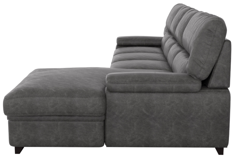 Homelegance Furniture Michigan Sectional with Pull Out Bed and Right Chaise in Dark Gray 9407DG*2RC3L