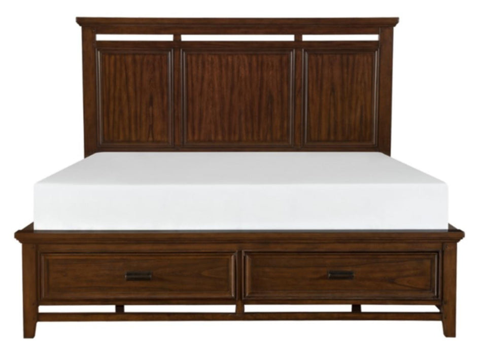 Frazier Queen Upholstered Storage Platform Bed in Dark Cherry 1649-1*