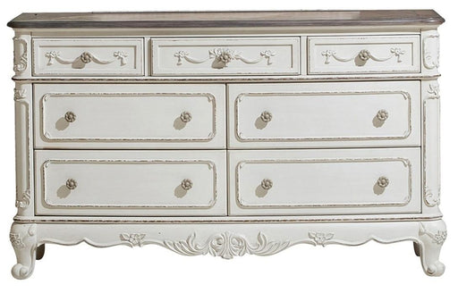 Homelegance Cinderella 7 Drawer Dresser in Antique White with Grey Rub-Through 1386NW-5 image