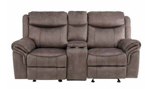 Homelegance Furniture Aram Double Glider Reclining Loveseat in Dark Brown 8206NF-2 image