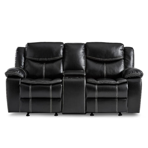 Homelegance Furniture Bastrop Double Glider Reclining Loveseat in Black 8230BLK-2 image