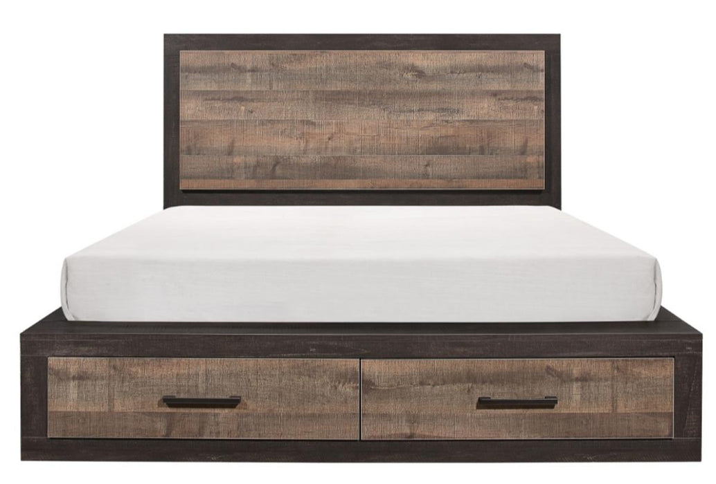 Homelegance Miter King Platform Bed with Footboard Storage in Rustin Mahogany & Dark Ebony 1762K-1EK* image