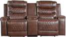 Homelegance Furniture Putnam Power Double Reclining Loveseat in Brown 9405BR-2PW image