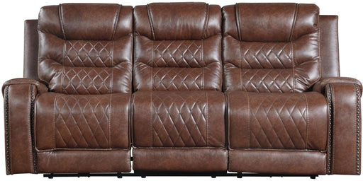 Homelegance Furniture Putnam Double Reclining Sofa with Drop-Down in Brown 9405BR-3 image