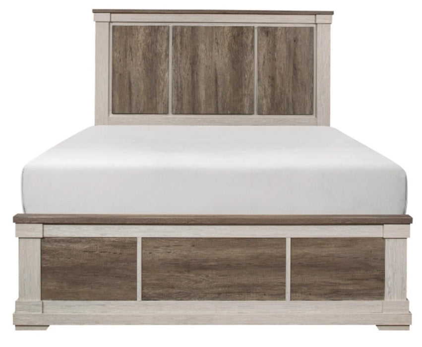 Arcadia Queen Panel Bed in White & Weathered Gray 1677-1*